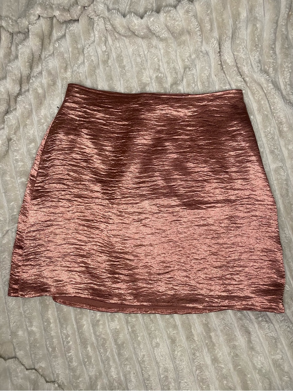 Express Metallic Copper Rose Mini Skirt Zipper Side Size 4 in EUC